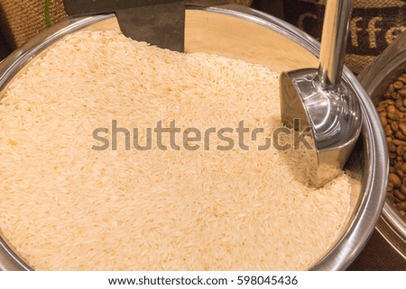 Basmati rice with cofee in supermarket