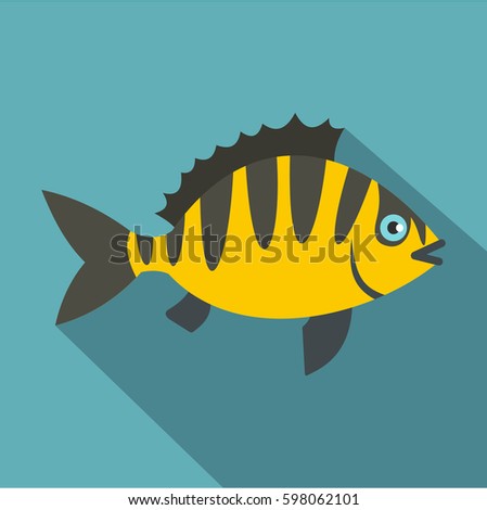 Perch fish icon. Flat illustration of perch fish vector icon for web isolated on baby blue background