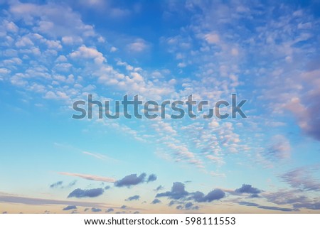 blue sky with clouds on the sunset