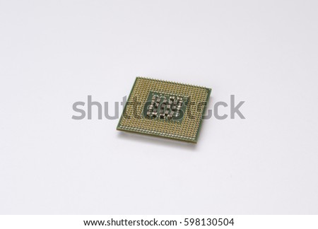 Processor isolated against white background closeup