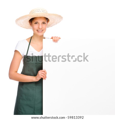 Full isolated portrait of a beautiful caucasian gardener