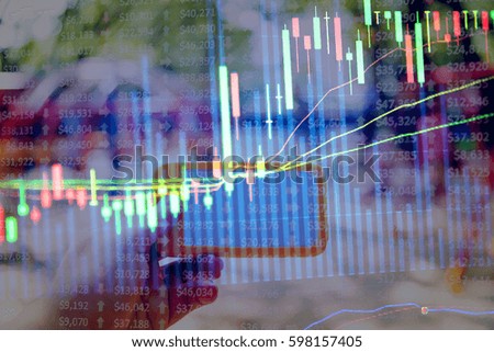 Business graph background: Analysis business accounting on info sheets. Businessman hand working on analyzing investment charts for Gold market, Forex market, Crude oil and Commodity trading market.