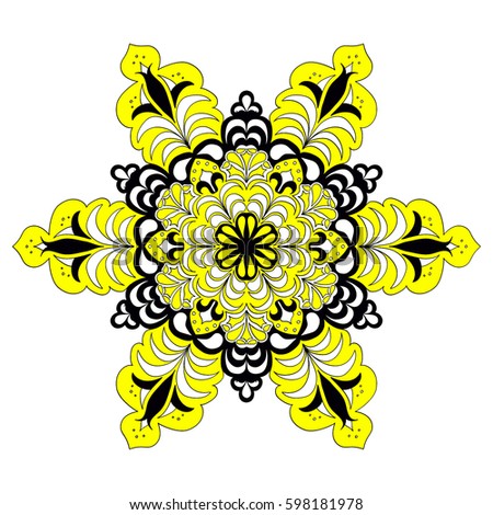 Colorful hexagonal pattern. Floral ethnic mandala. Hand drawn tribal ornament

