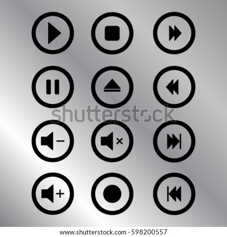Media player buttons vector icon Royalty-Free Stock Photo #598200557