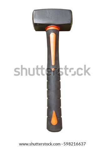Lump Hammer Modern Isolated. Black orange club hammer. White background. Royalty-Free Stock Photo #598216637