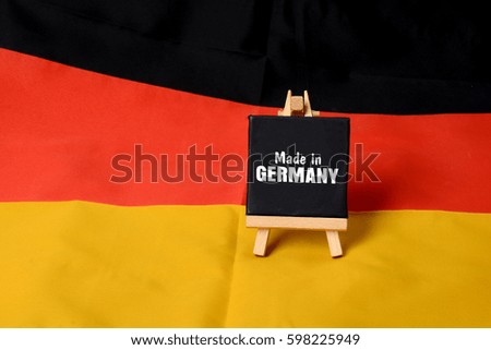 Made in Germany sign on German flag