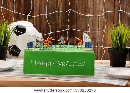 Birthday football cake on the party or reception
