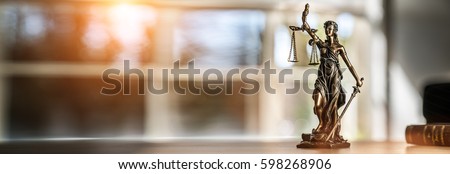 The Statue of Justice - lady justice or Iustitia / Justitia the Roman goddess of Justice Royalty-Free Stock Photo #598268906