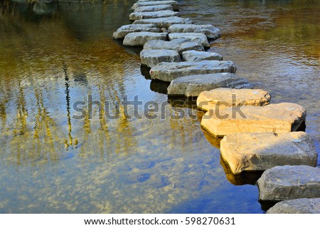 stepping-stone , Stream of interspersed with workdays, Korean traditional stepping stone Royalty-Free Stock Photo #598270631