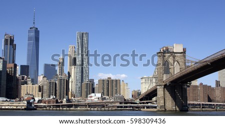 Lower Manhattan Skyline with Brooklyn Bridge - 2017