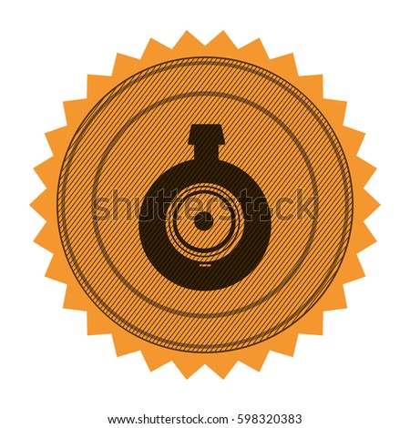 circular frame with contour sawtooth with video security camera lens vector illustration