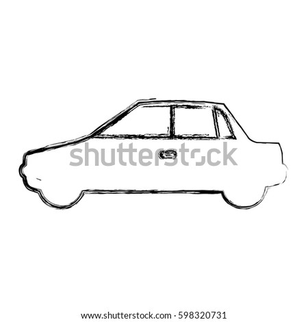 monochrome sketch with automobile in side view vector illustration