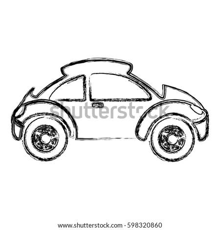 monochrome sketch with sport car vector illustration