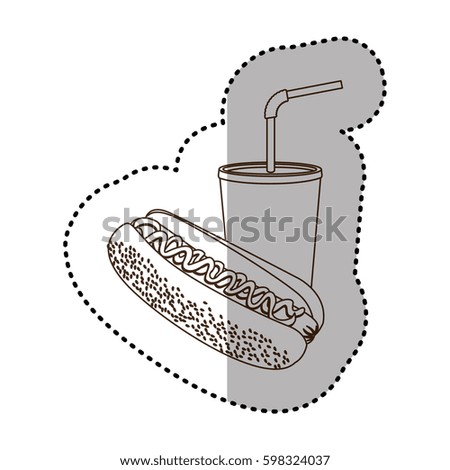 figure hot dog and soda icon, vector illustraction design image
