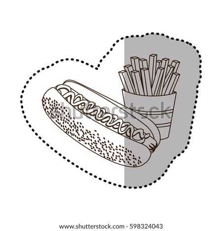 figure hot dog and fries french icon, vector illustraction design