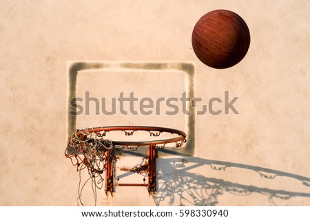 Old basketball hoop. 