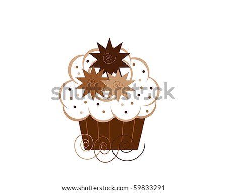 Chocolate Stars and Swirls Cupcake