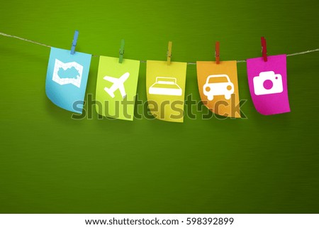 Travel symbol in Sticky notes with green background