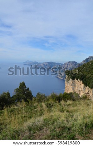 Beautiful views of the scenic countryside along the Amalfi Coast.