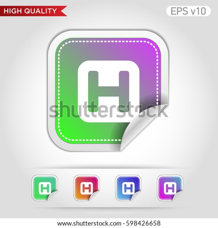 Colored icon or button of helipad symbol with background