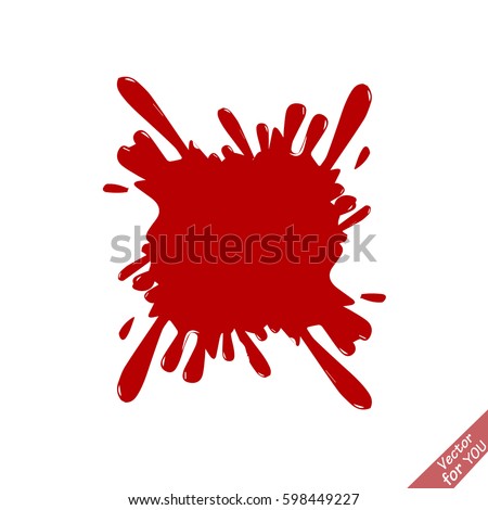 Red blotch vector icon on white background.Paint splash