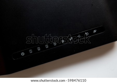 Close up Wireless modem router wifi cable connecting On white background
