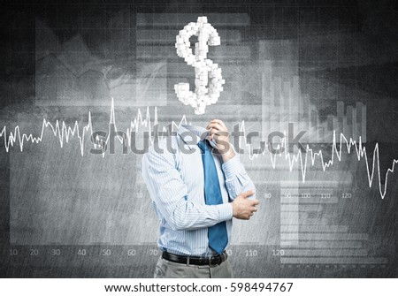 Faceless businessman with dollar sign instead of head