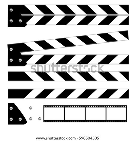 Parts of Slate or clapper board. Isolated on white background. Clipping paths included.