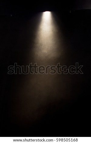 scene, stage light with colored spotlights and smoke Royalty-Free Stock Photo #598505168