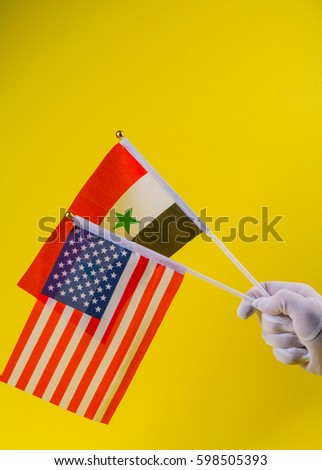 the United States of America and Syria flag 