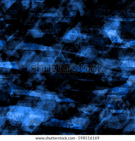 Blue grunge wall texture with octagons and dots.