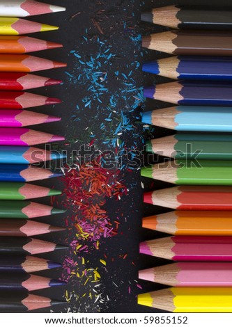 pencils with colorful dust