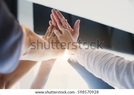 Hands of success startup business teamwork.Teamwork Togetherness Collaboration Concept Royalty-Free Stock Photo #598570928