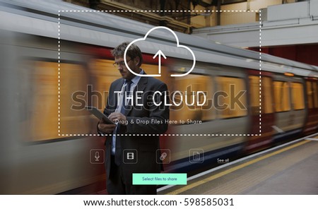 People Using Technology Digital Device with Cloud Computing Icon Graphic 
