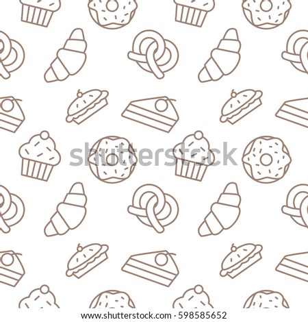 Bakery Food background seamless vector pattern 