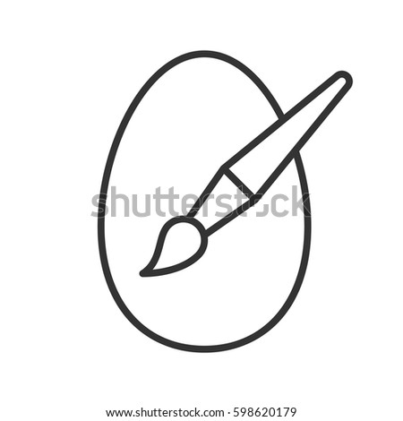 Easter egg painting linear icon. Thin line illustration. Easter egg with brush contour symbol. Vector isolated outline drawing