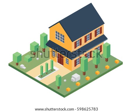 Modern Isometric House Illustration, Suitable for Diagrams, Infographics, Game, Map, Illustration, And Other Graphic Related Assets
