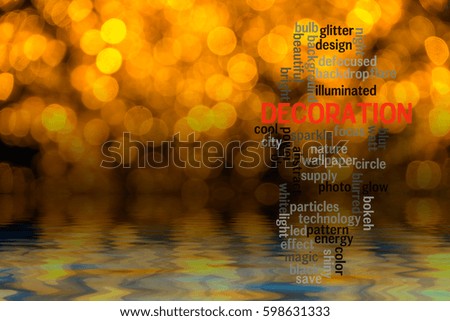 Word  DECORATION concept with blurred light background.