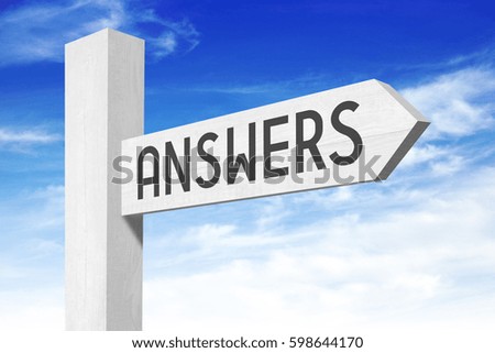 Answers - white wooden signpost with one arrow
