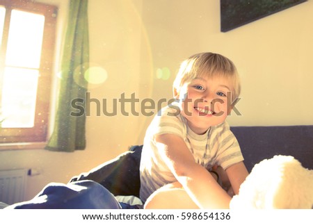 PORTRAIT OF 5 YEAR OLD BOY, RETRO EFFECT PHOTO