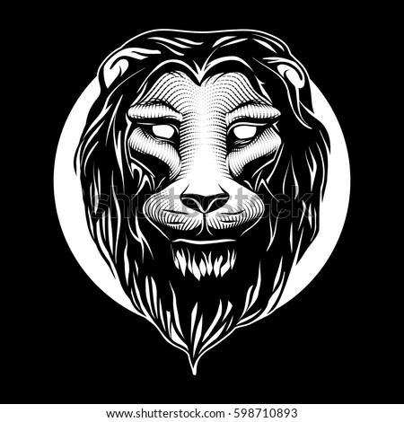 Black White Transparent Background Big Wild Cat Lion Tattoo Logo