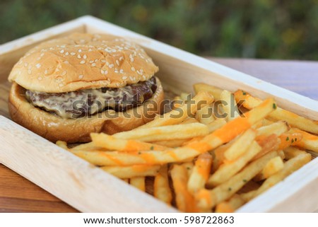 hamburger and french fries for breakfast