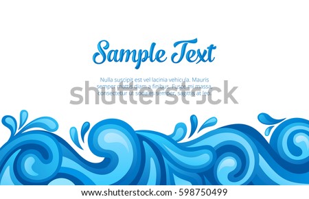 Blue sea waves background. Vector illustration.