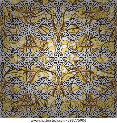Yellow on background. Oriental classic golden pattern. Vector abstract background with repeating elements.