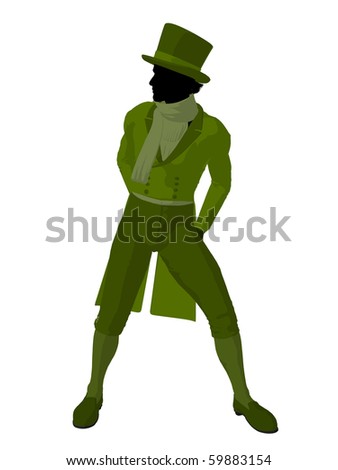 African american victorian man art illustration silhouette on a white background