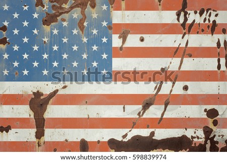 Usa flag on old background. Grunge texture