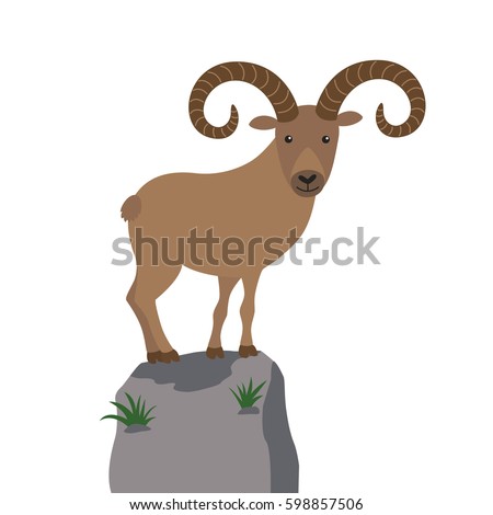 mountain goat vector illustration for children Royalty-Free Stock Photo #598857506
