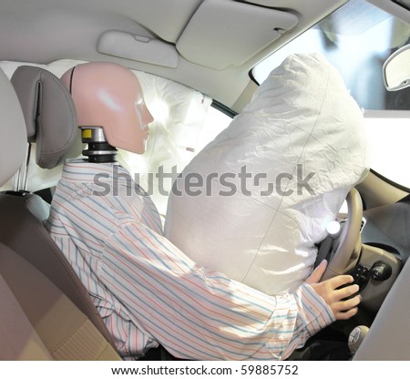 The image of mannequin in a car after crash-test Royalty-Free Stock Photo #59885752