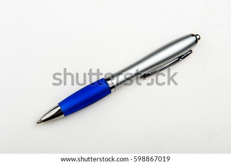 ballpoint pens on a white background Royalty-Free Stock Photo #598867019