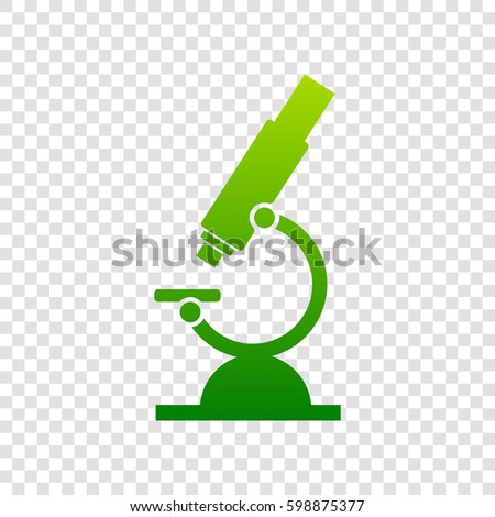 Chemistry microscope sign for laboratory. Vector. Green gradient icon on transparent background.